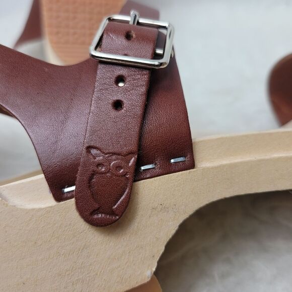 Sandgrens Clogs Vienna Low Sandal Cognac Brown Leather Size 8.5 US 39 EUR - Picture 9 of 10